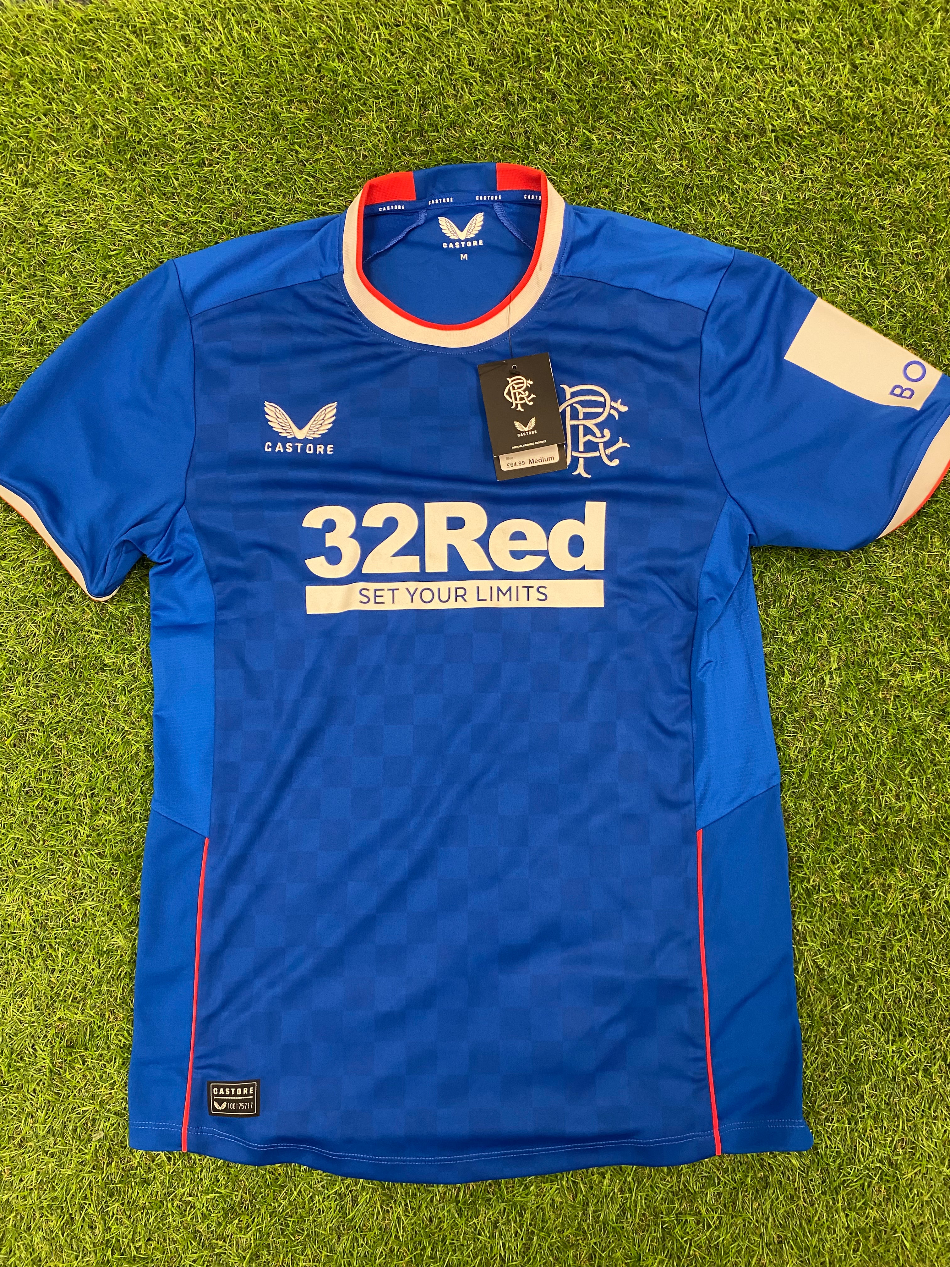 Official Rangers Home Shirt 2022/23 New With Tags MEDIUM Strip Jersey Top