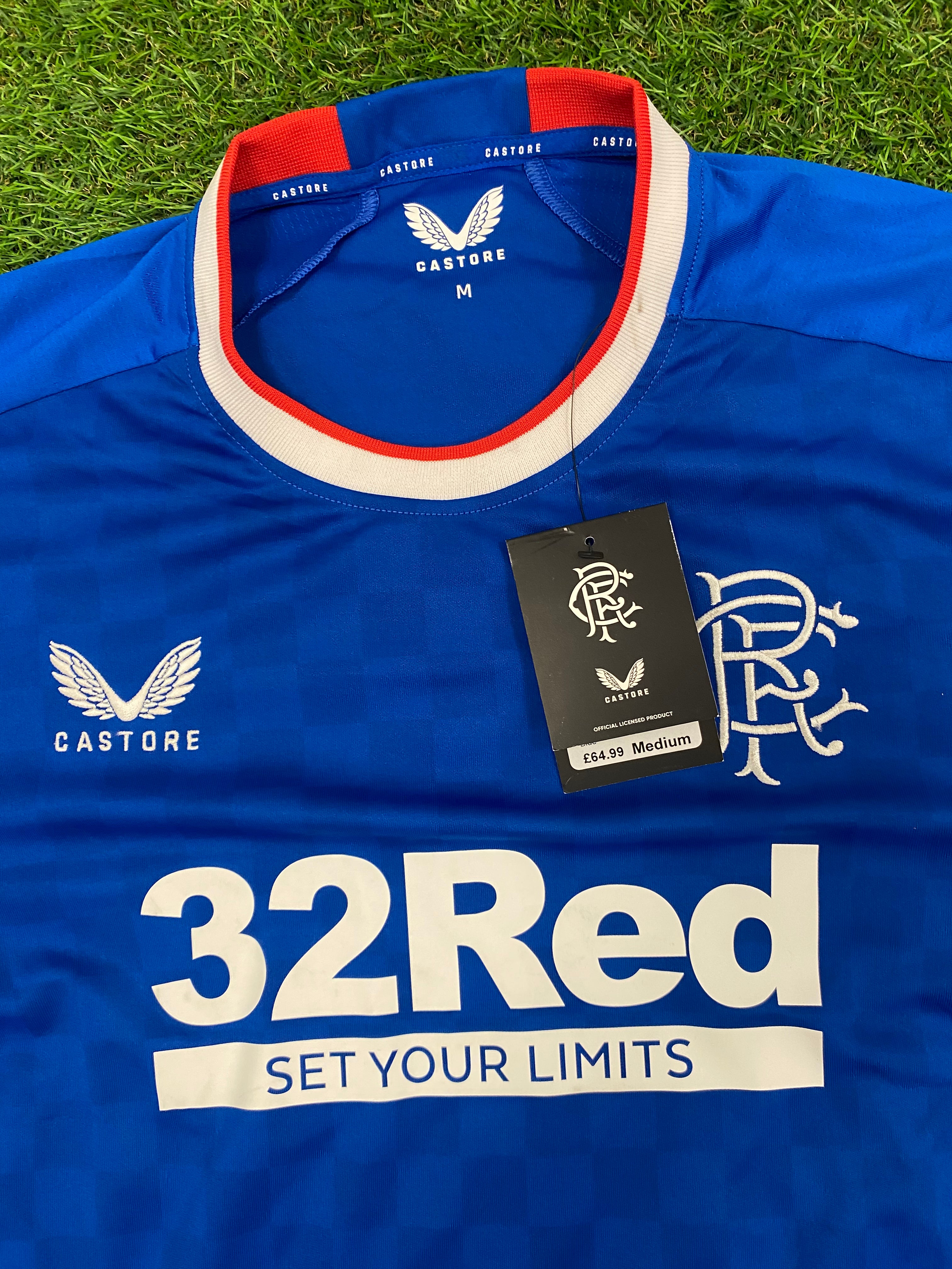 Official Rangers Home Shirt 2022/23 New With Tags MEDIUM Strip Jersey Top