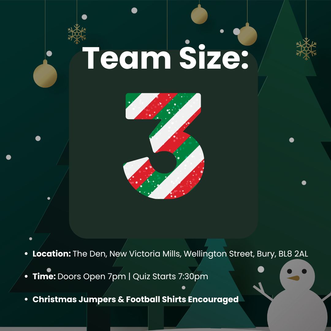 Team of 3 - Christmas Quiz | Thursday 19th December (18+)