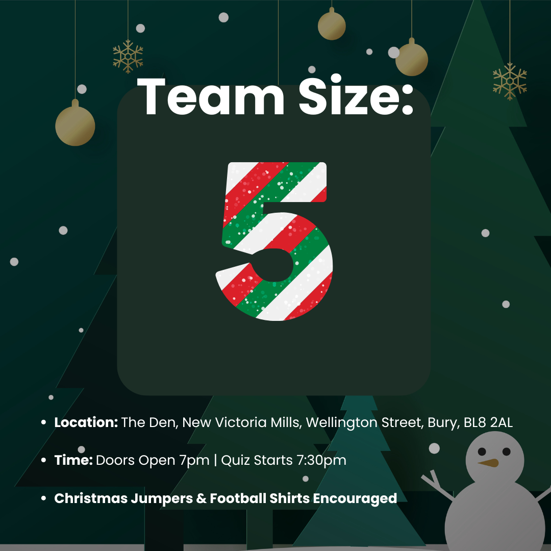 Team of 5 - Christmas Quiz | Thursday 19th December (18+)